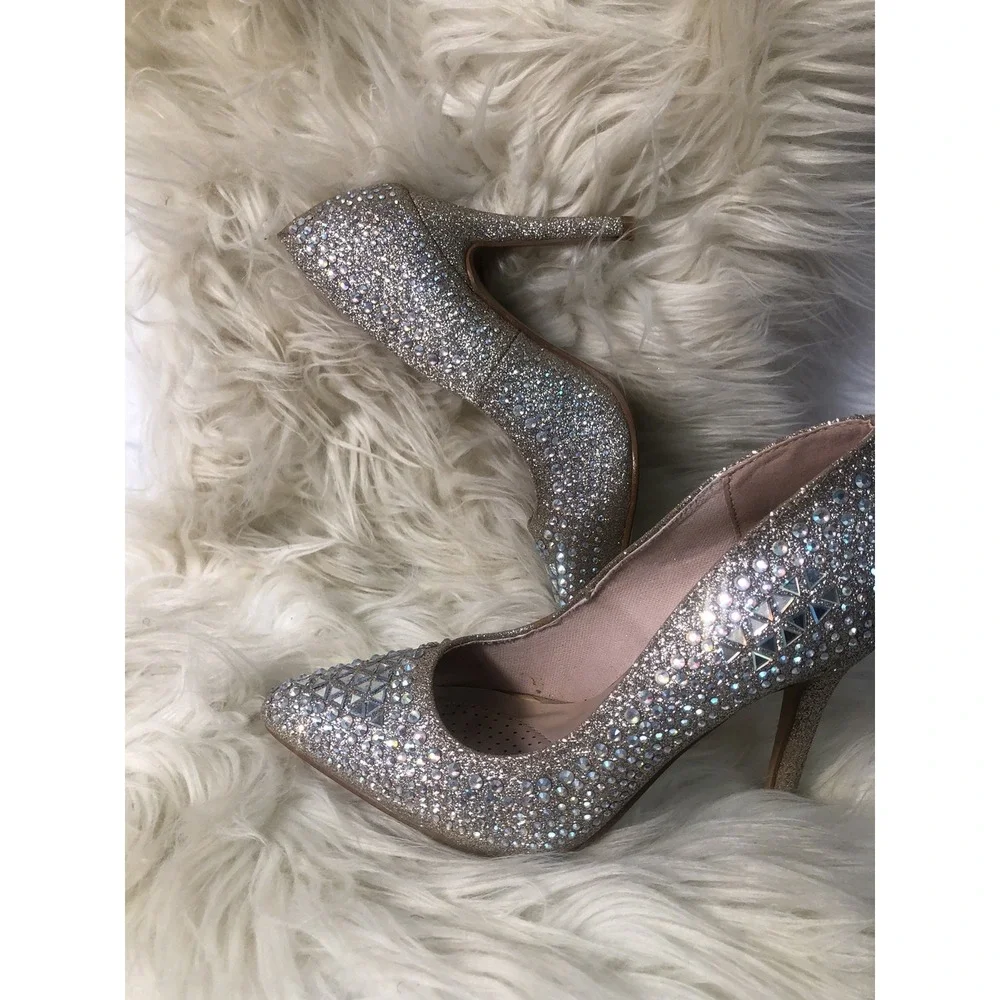 Forever-Women‎ Event 94 Champagne Glitter Stilettoes  PUMP BRAND NEW SIZE 7.5 - Picture 9 of 13